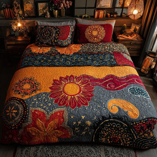 Boho Botanica 3-Piece Quilted Bedding Set