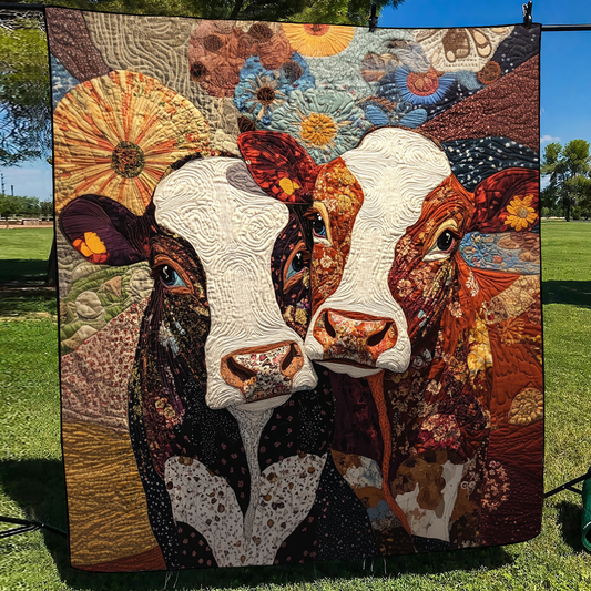 Boho Bovines Quilted Blanket
