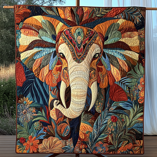 Boho Elephant Dreams Quilted Blanket
