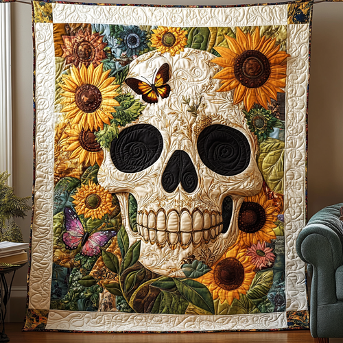 Boho Skull Quilted Blanket