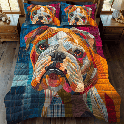 Bold Bulldog 3-Piece Quilted Bedding Set