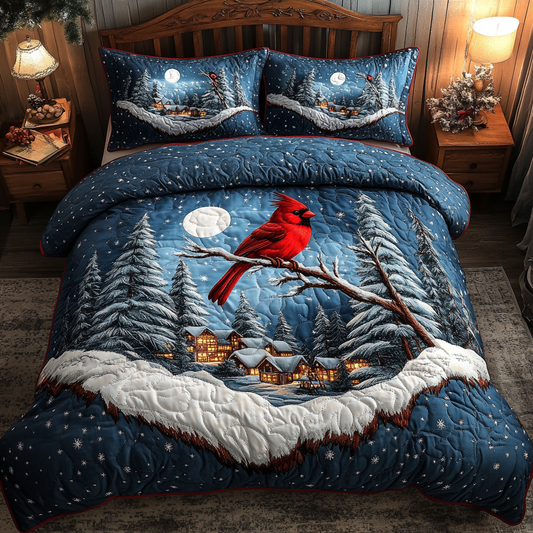 Bold in Red 3-Piece Quilted Bedding Set