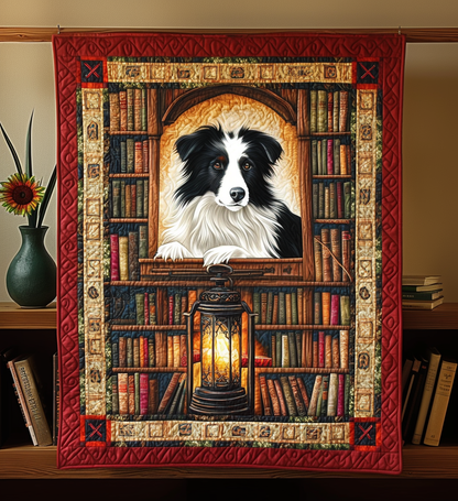 Book Collie Quilted Blanket