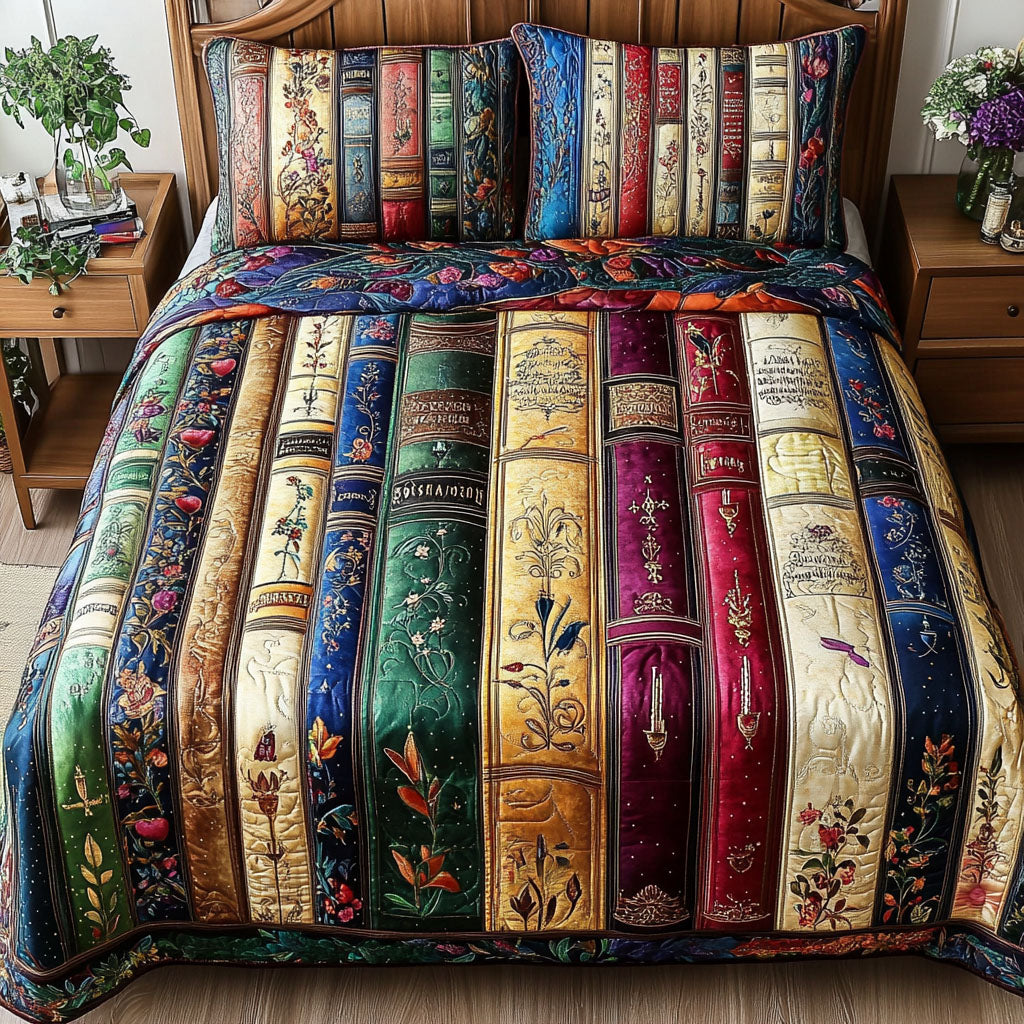 Book Haven 3-Piece Quilted Bedding Set