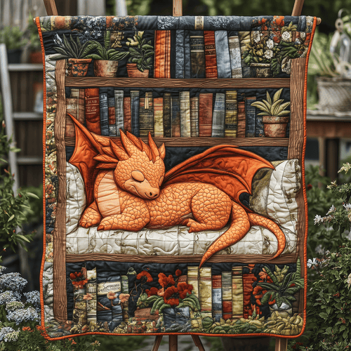 Bookish Dragon Quilted Blanket