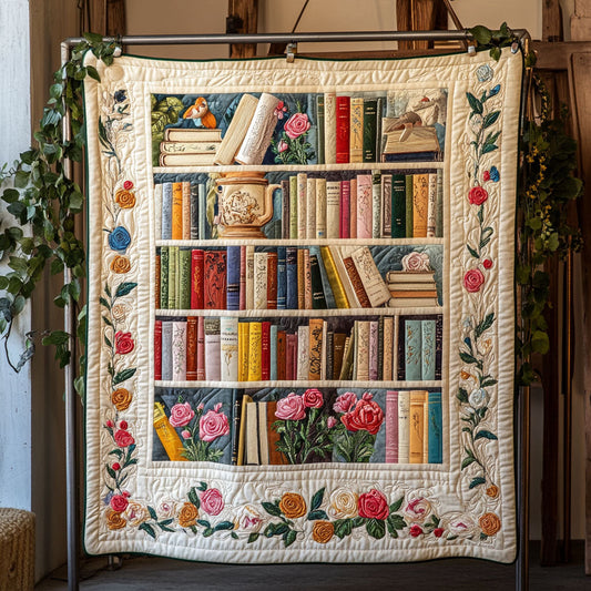 Books and Blooms Quilted Blanket