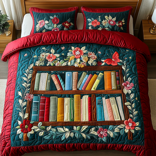 Bookworm Bliss 3-Piece Quilted Bedding Set