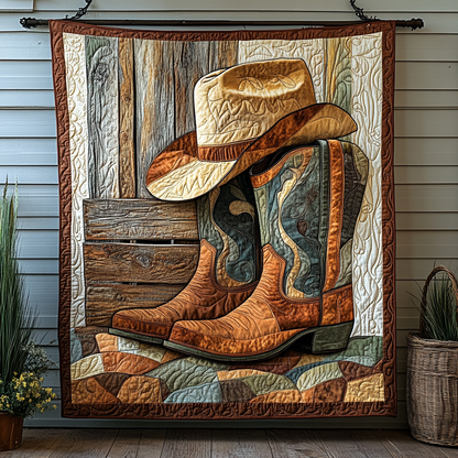 Boots And Bronco Quilted Blanket