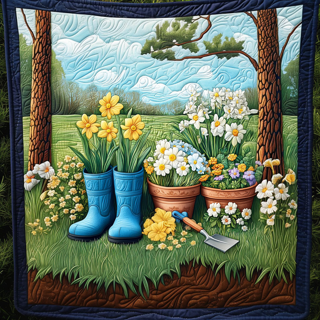 Boots and Blooms Quilted Blanket