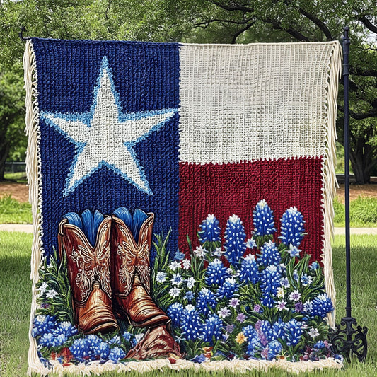 Boots and Blooms Woven Throw Blanket