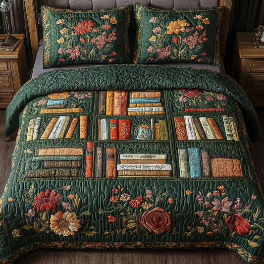 Botanical Library Dream 3-Piece Quilted Bedding Set