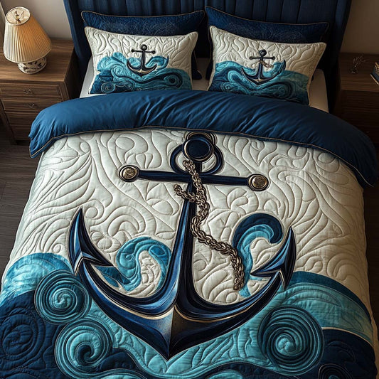 Bound By the Sea 3-Piece Quilted Bedding Set