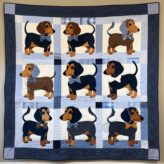 Bow Tie Dachshunds Quilted Blanket