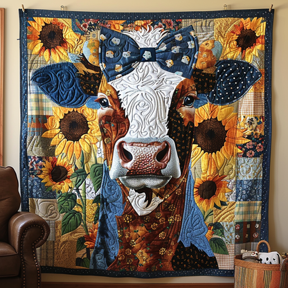 Bowtie Blossom Cow Quilted Blanket