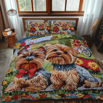 Bowtie Budies 3-Piece Quilted Bedding Set