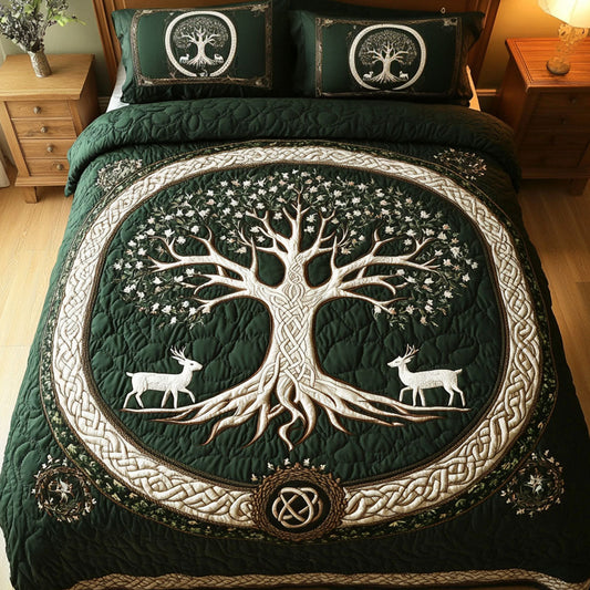 Branch of Eternity 3-Piece Quilted Bedding Set