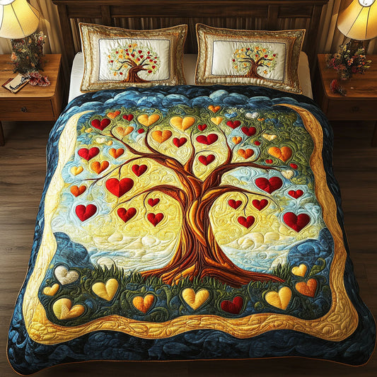 Branching Hearts 3-Piece Quilted Bedding Set