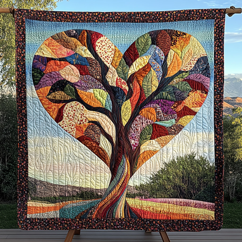 Branching Hearts Quilted Blanket