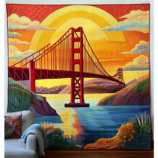 Bridge in Bloom Quilted Blanket