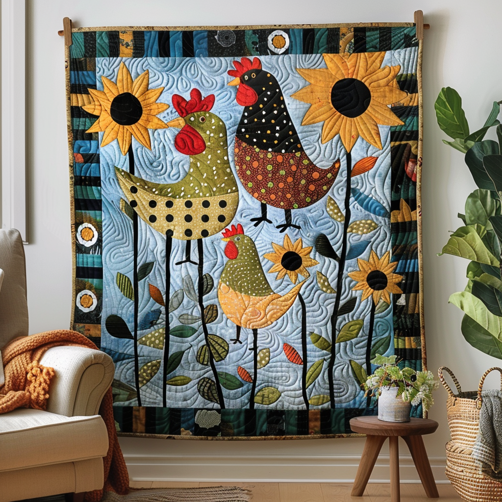 Bright Barnyard Quilted Blanket