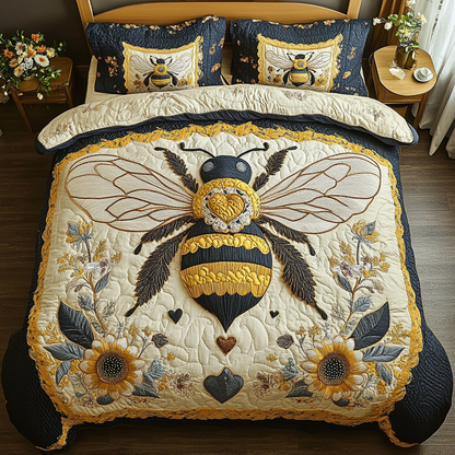 Bright Bee 3-Piece Quilted Bedding Set