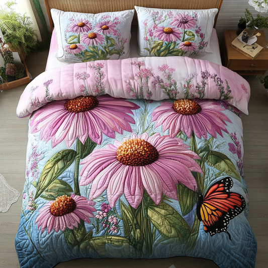 Bright Blossom 3-Piece Quilted Bedding Set