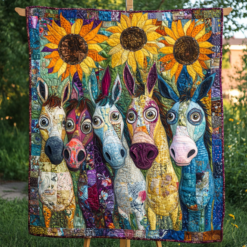 Bright Burros Quilted Blanket