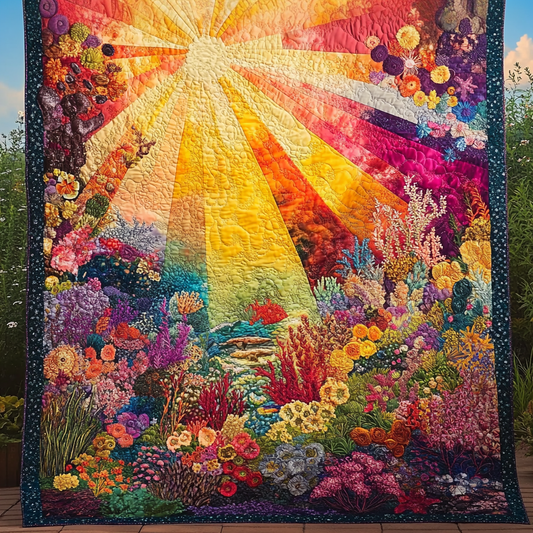 Bright Corals Quilted Blanket