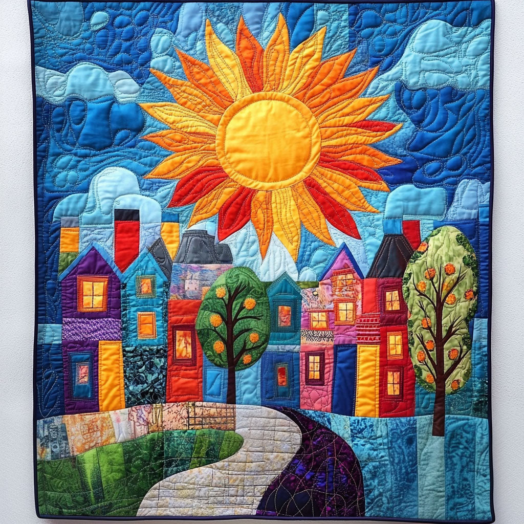Bright Dwellings Quilted Blanket