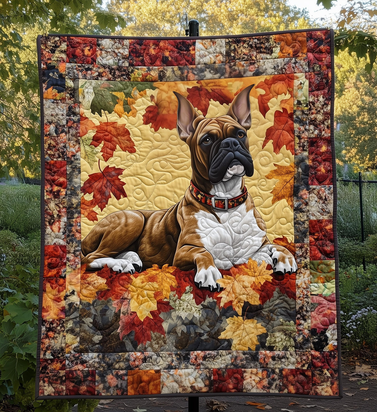 Brindle Boxer Dog Quilted Blanket