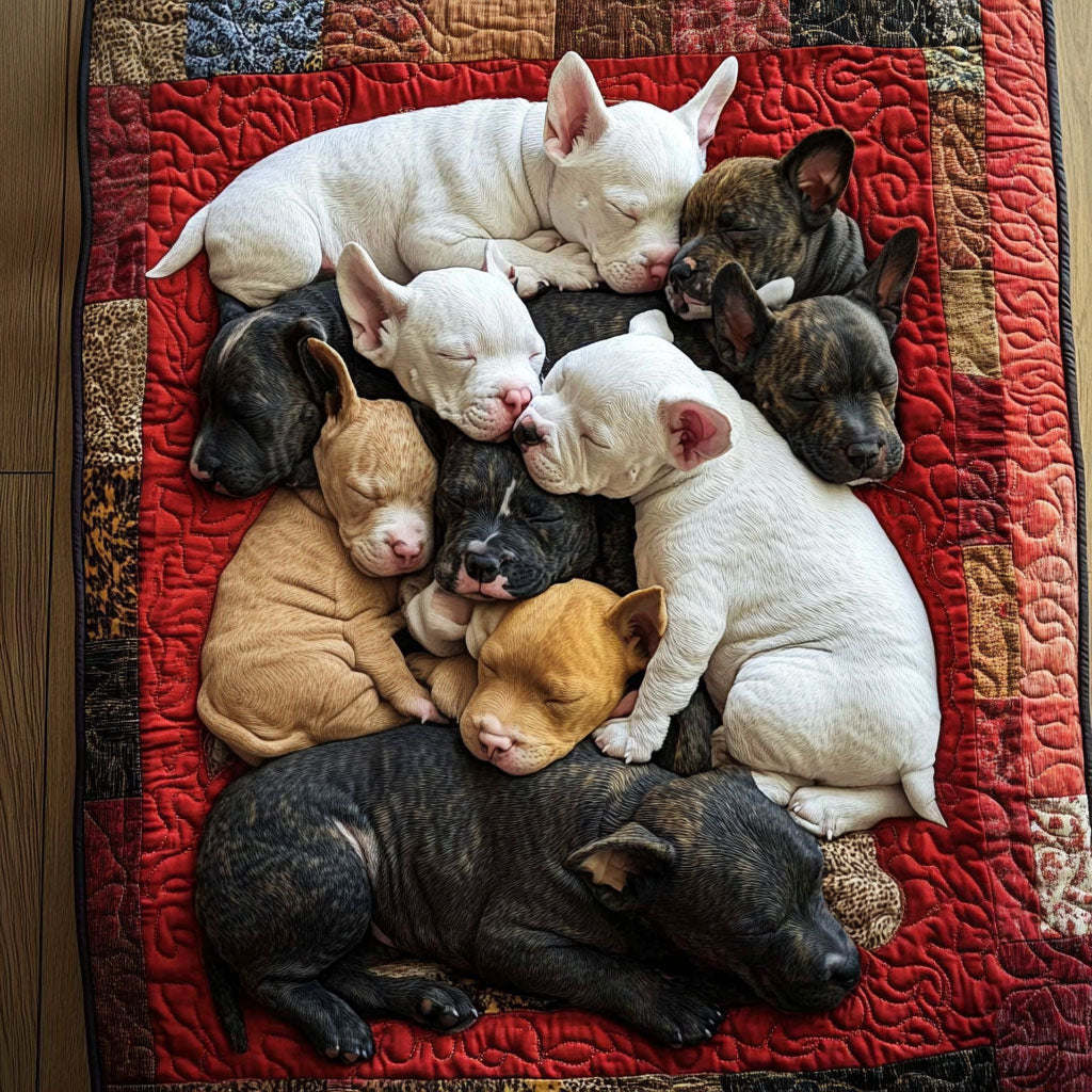 Bull Terrier Elegance Quilted Blanket