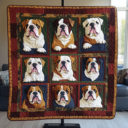 Bulldog Charm Quilted Blanket