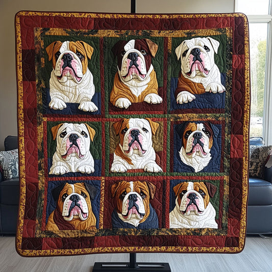 Bulldog Charm Quilted Blanket