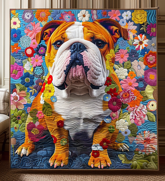 Bulldog Garden Quilted Blanket