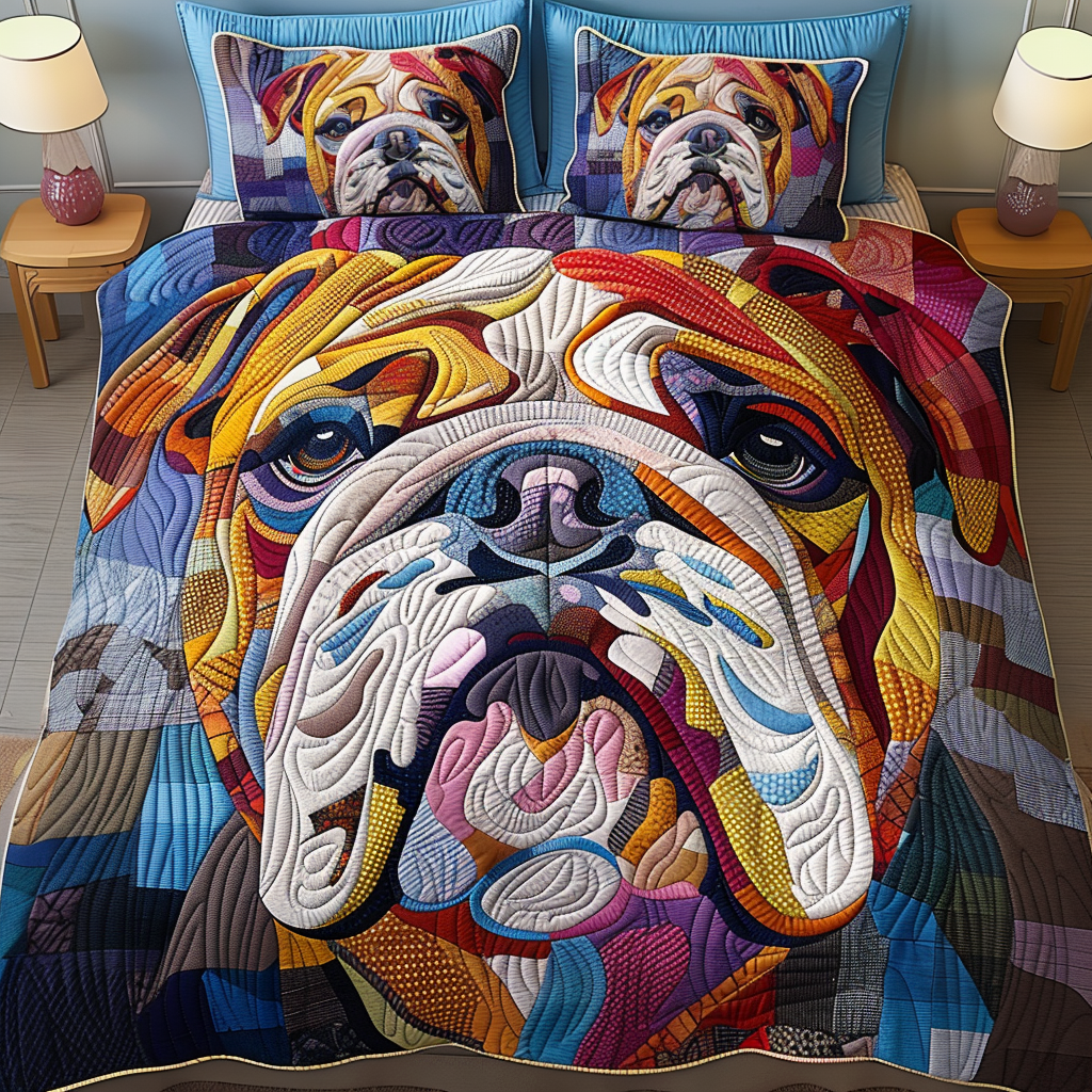 Bulldog Warmth 3-Piece Quilted Bedding Set