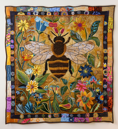Bumblebee Garden Quilted Blanket