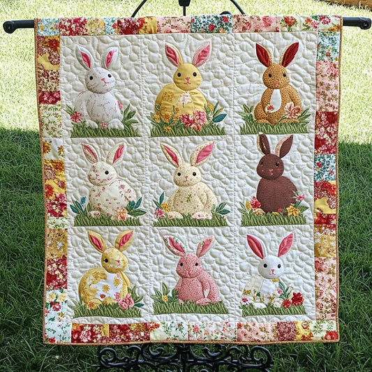 Bunny And Bow Frames Quilted Blanket