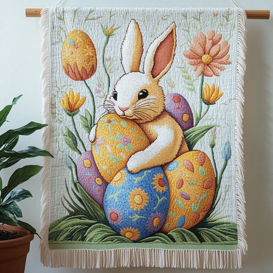 Bunny Egg Hug Woven Throw Blanket