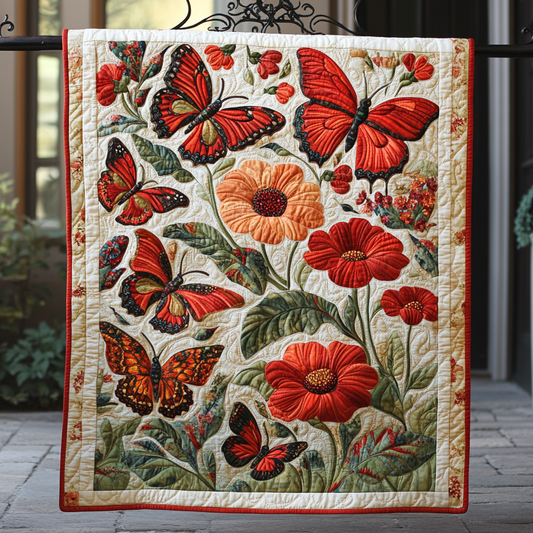 Butterfly Hibiscus Quilted Blanket