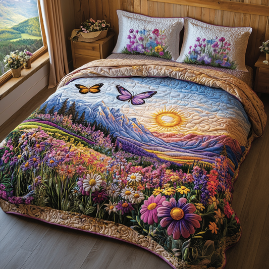 Butterfly Serenade 3-Piece Quilted Bedding Set