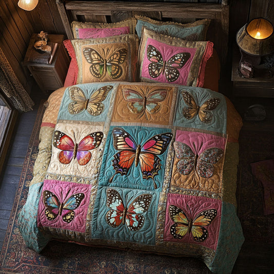 Butterfly Whispers 3-Piece Quilted Bedding Set