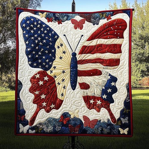 Butterfly of Freedom Quilted Blanket