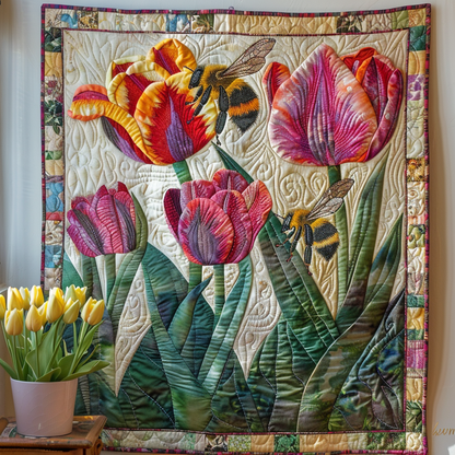 Buzzing Beauty Floral Quilted Blanket