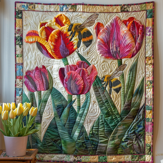 Buzzing Beauty Floral Quilted Blanket