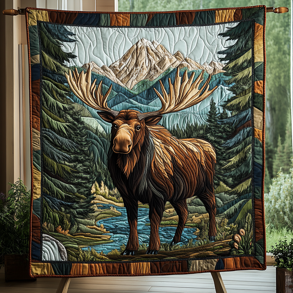 Cabin Antlers Quilted Blanket