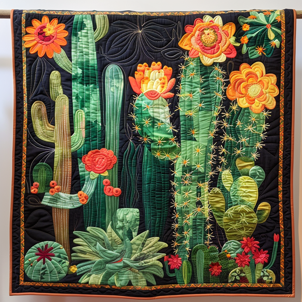Cacti Crest Quilted Blanket