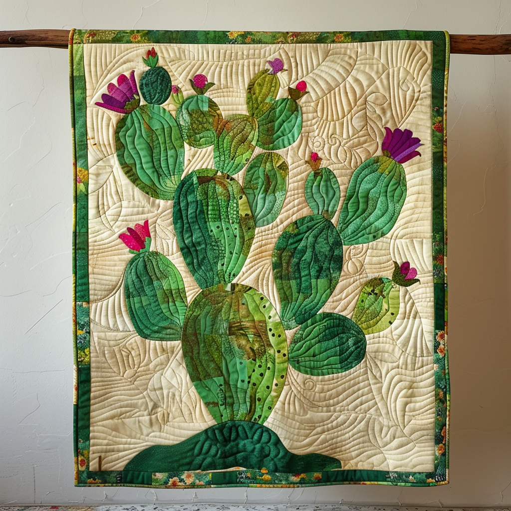 Cacti Delight Quilted Blanket
