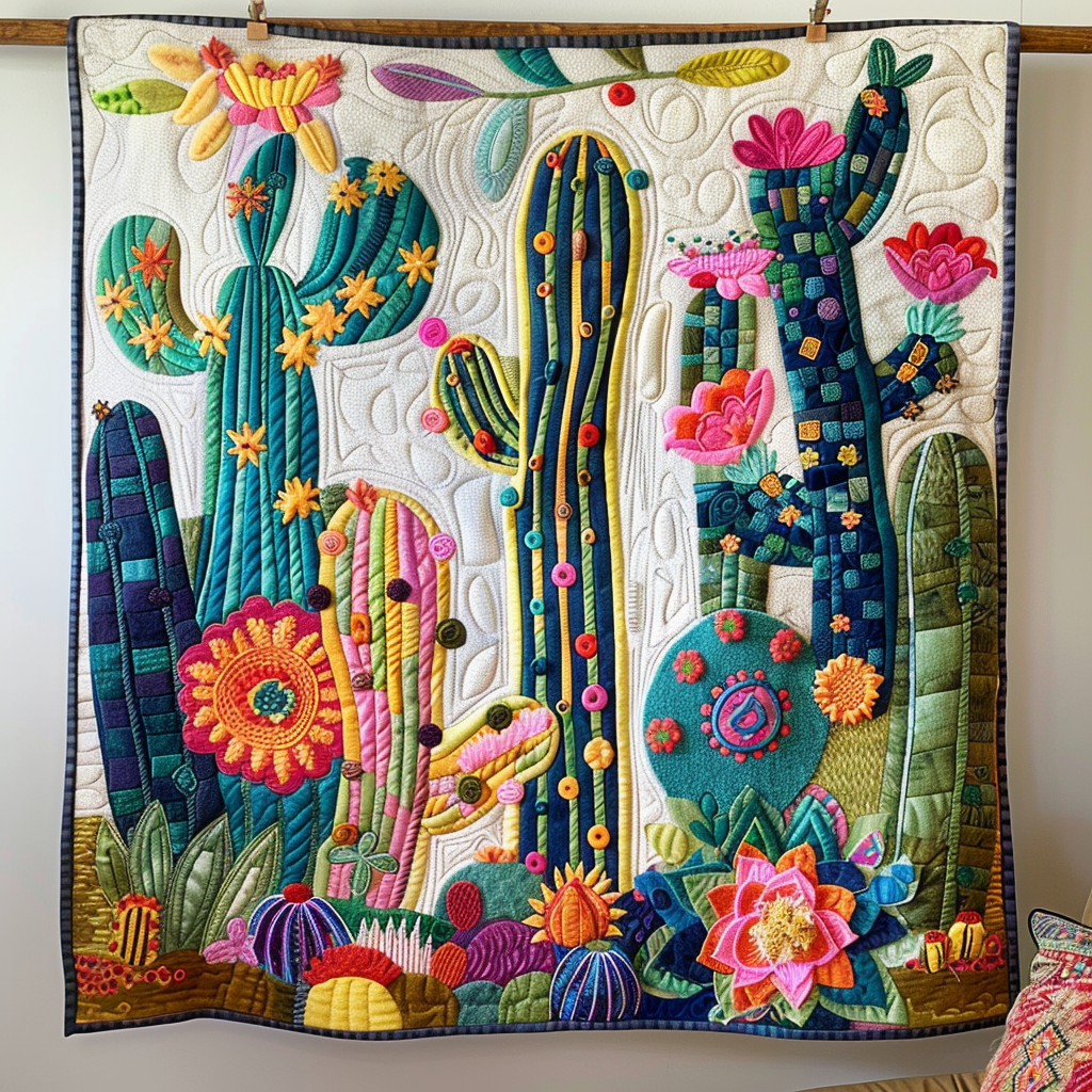 Cacti Serenade Quilted Blanket