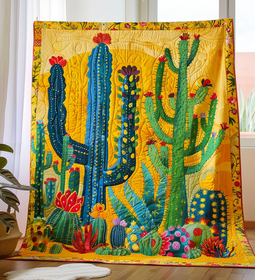 Cacti Wonderland Quilted Blanket