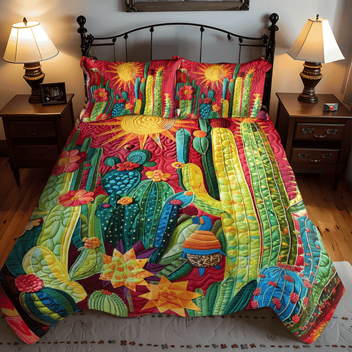 Cactus Garden Vista 3-Piece Quilted Bedding Set
